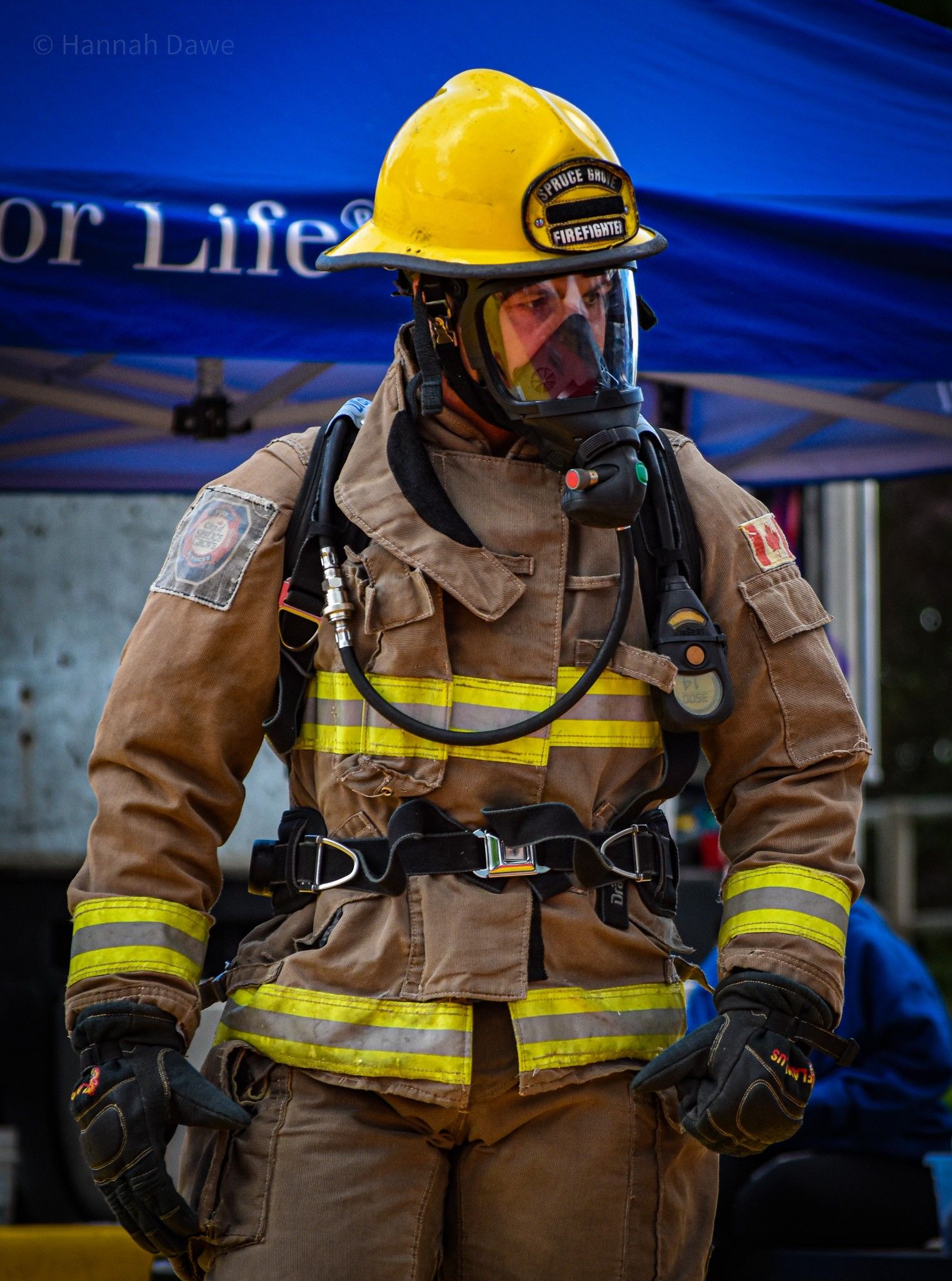Steve Holubowich in full turnout gear at a FireFit competition